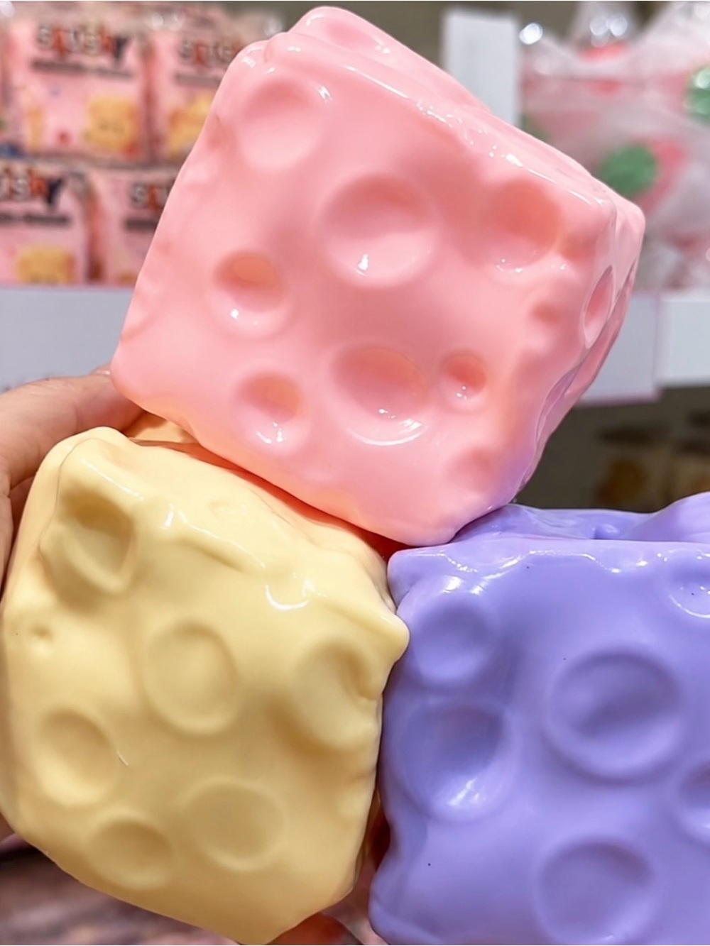 The viral cheese! Boxed! Purple pink & Yellow! & 1 Toothpaste squish, pink orred